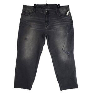 2 for $30 Old Navy Mid Rise Boyfriend Jeans Plus 20 Distressed Black Raw Hem NWT